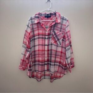 Tommy Hilfiger pink and White Plaid Shirt